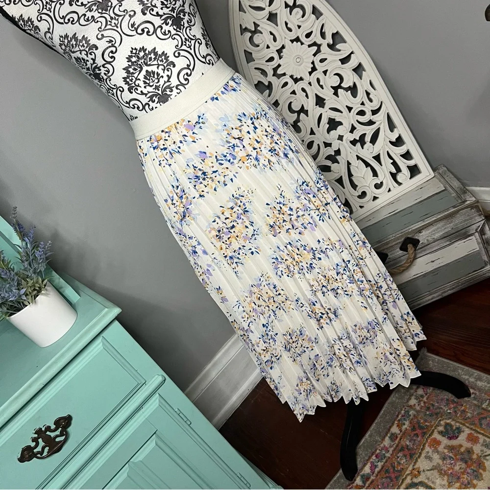 Vince Camuto Boho Pleated Floral Pull On Skirt Size XXL Wedidng Guest - Picture 3 of 11